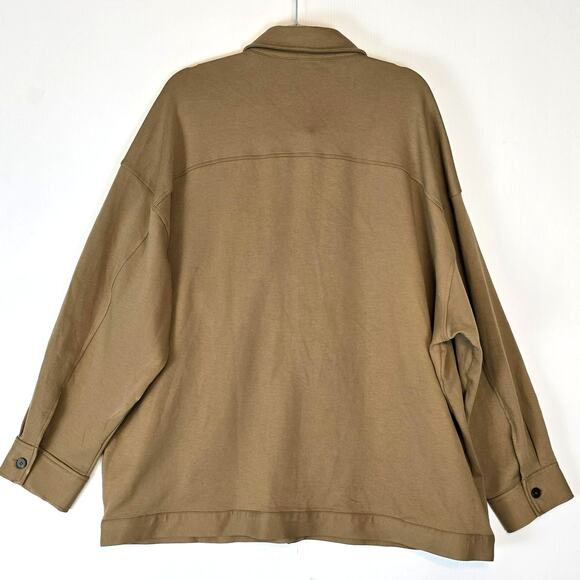 NAP Loungewear Oversized Tan Cotton Blend Shirt Jacket Shacket Size Large - Picture 3 of 9